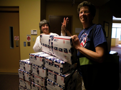 Care packages being assembled